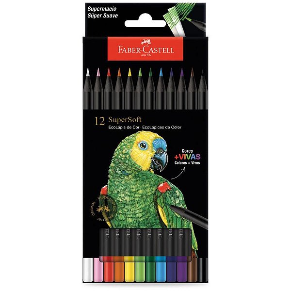 Lapis de cor redondo supersoft 12 cores - faber-castell (pct.c/12)