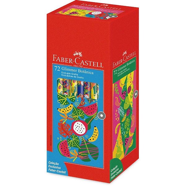 Lapis preto redondo decorado glimmer botanica 2 modelos - faber-castell (cx.c/72)