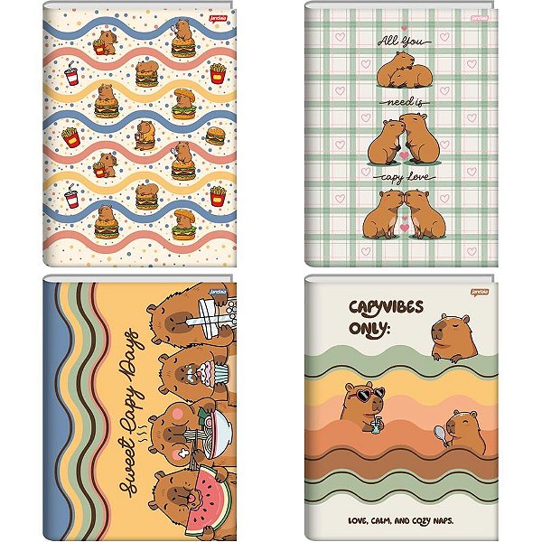 Caderno brochura 1/4 capa dura capyvibes 80fls. - jandaia (pct.c/05)