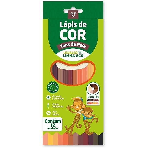 Lapis de cor sextavado leo e leo tons de pele 12 core - leonora (pct.c/06)