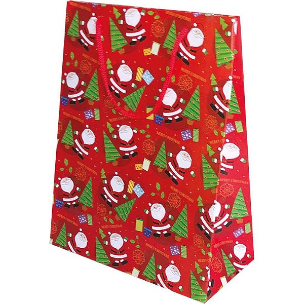 Sacola para presente natal media 21x27x10cm (s) - cristina (pct.c/12)