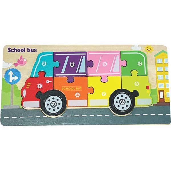 Quebra-cabeca madeira onibus 1 base 10 pecas - toy mix (unidade)