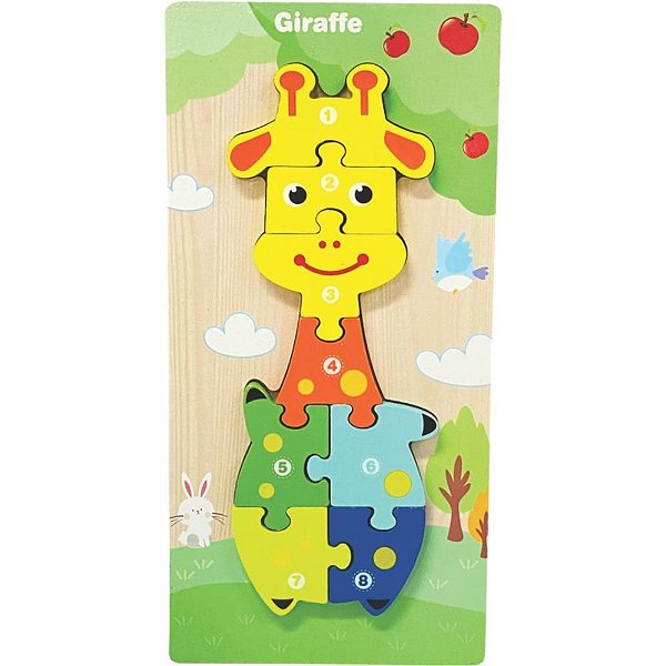 Quebra-cabeca madeira girafa 1 base 8 pecas - toy mix (unidade)