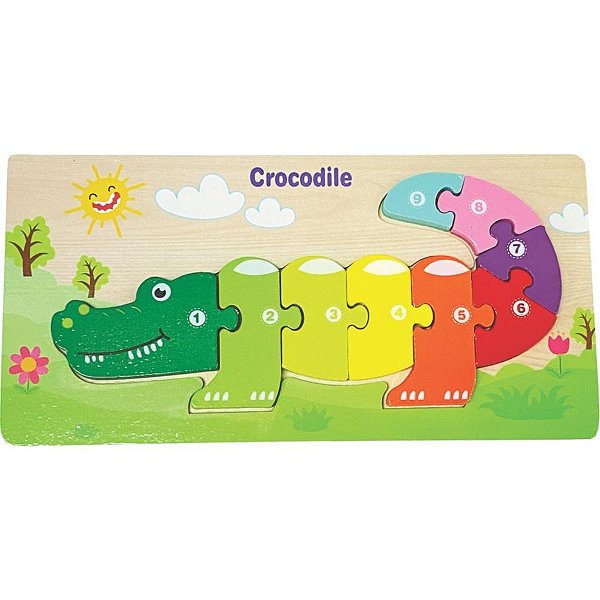 Quebra-cabeca madeira crocodilo 1 base 9 pecas - toy mix (unidade)