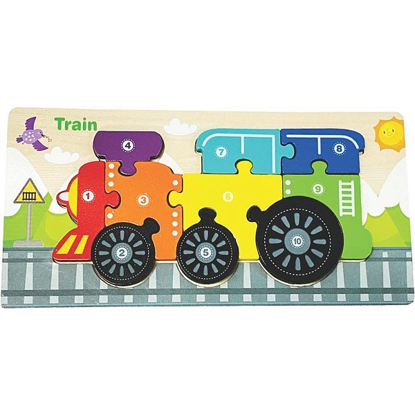 Quebra-cabeca madeira trem 1 base 10 pecas - toy mix (unidade)