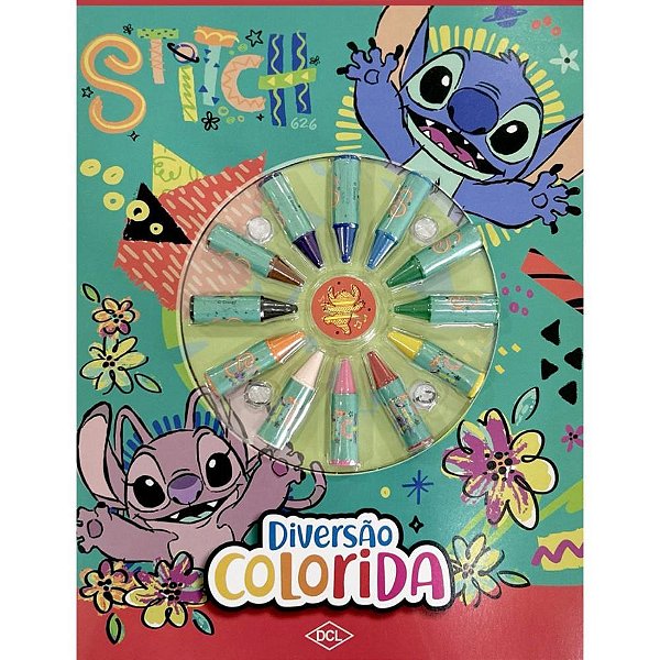 Livro infantil colorir stitch diversao colorida c/giz - dcl (unidade)