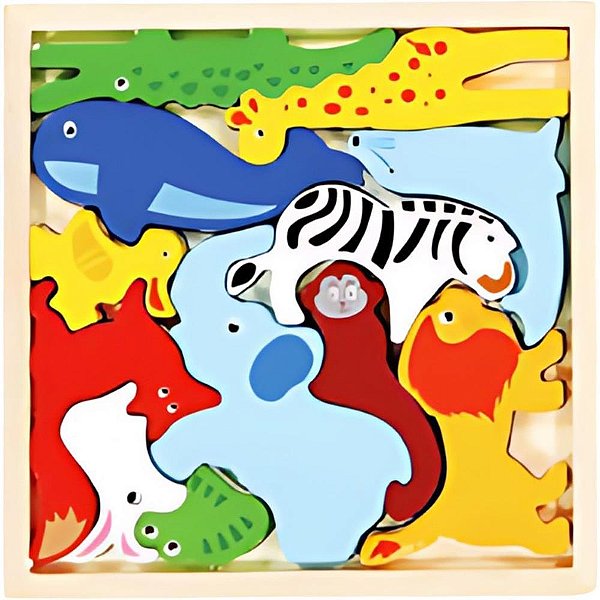 Quebra-cabeca madeira animais 1 base 12 pecas - toy mix (unidade)