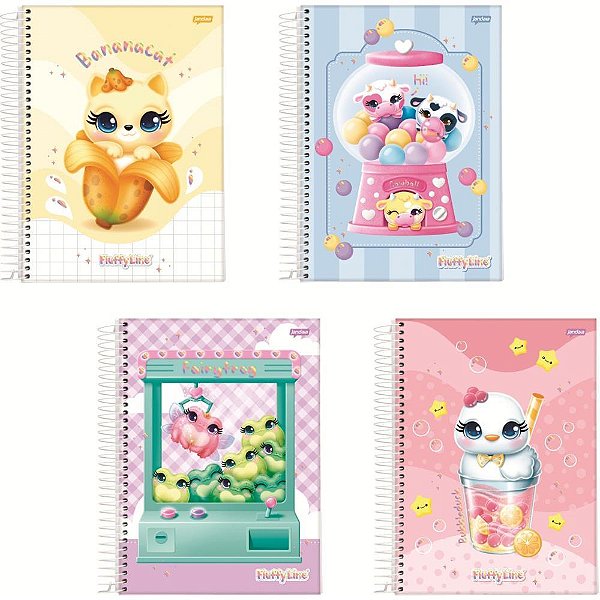 Caderno brochura 1/4 capa dura fluffy 80fls. - jandaia (pct.c/05)