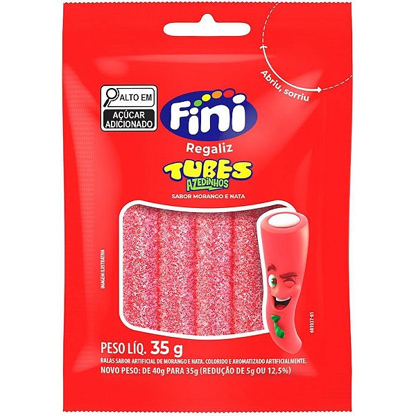 Doce tubes morango citrico 35g - fini (dp.c/10)