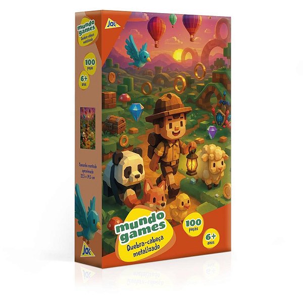 Quebra-cabeca cartonado mundo games 100pcs - toyster (unidade)