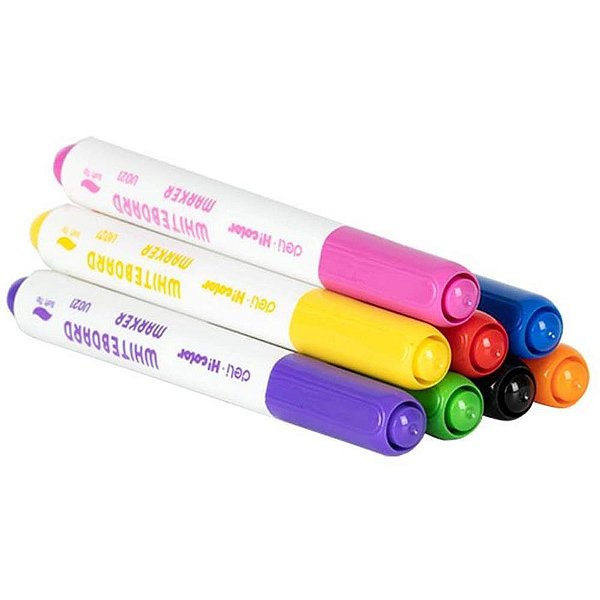 Pincel quadro branco ponta redonda 0,4mm 8cores - deli (cx.c/08)
