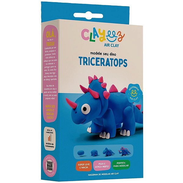 Massa para modelar criativa clayeez triceratops 38g - doce brinquedo (unidade)