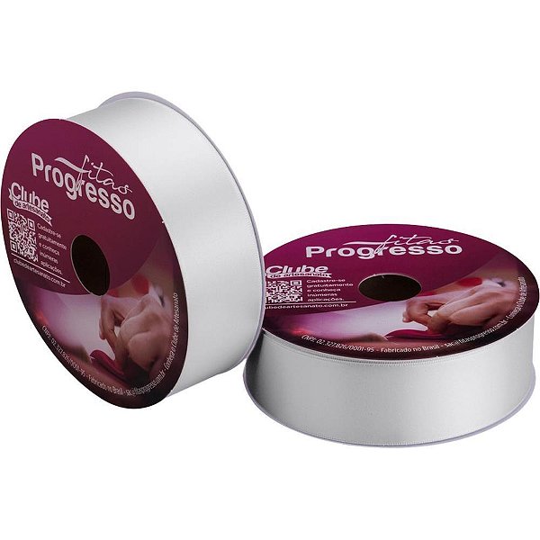 Fita de cetim 38mm 50m. cinza claro 2028 - fitas progresso (rolo)