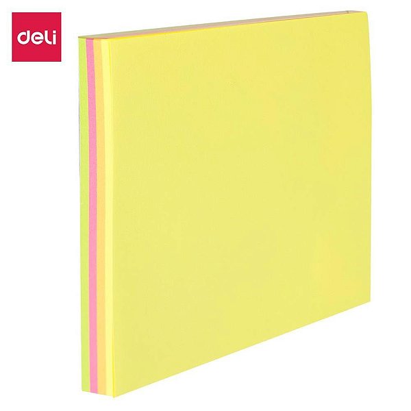Bloco de recado autoadesivo 76x76mm fluorescente 4x25fls - deli (unidade)