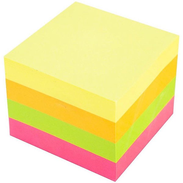 Bloco de recado autoadesivo 51x51mm cubinho fluoresc.4x100 - deli (unidade)