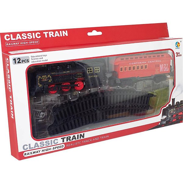 Locomotiva trem classico 67cm 12pcs pilha - samba toys (unidade)