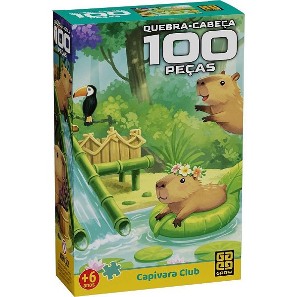 Quebra-cabeca cartonado capivaras 100 pecas - grow (unidade)