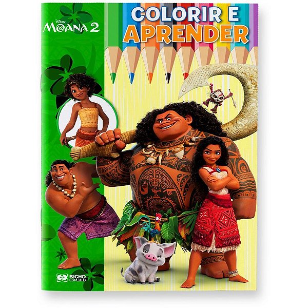 Livro infantil colorir moana 2 colorir e aprender - bicho esperto (pct.c/03)