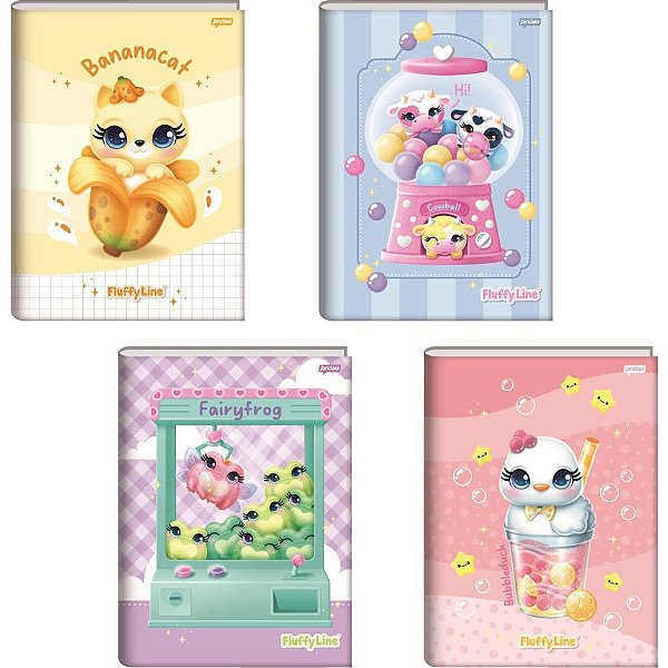Caderno brochurao capa dura fluffy 80fls. - jandaia (pct.c/05)