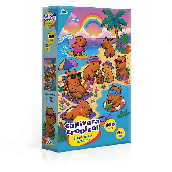 Quebra-cabeca cartonado capivara metalizado 100 pcs - toyster (unidade)