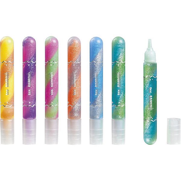 Cola com glitter tubo 10ml 6 cores - summit (dp.c/24)