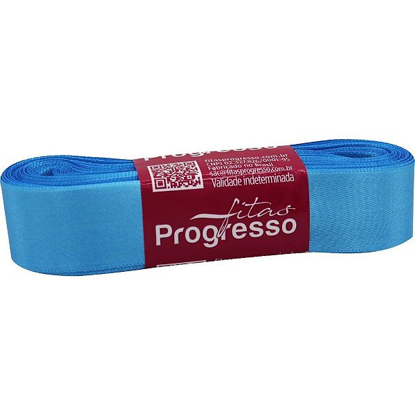 Fita de cetim 22mm 10m. azul medio 1390 - fitas progresso (unidade)