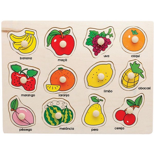 Brinquedo pedagogico madeira encaixe divertido frutas - toy mix (unidade)