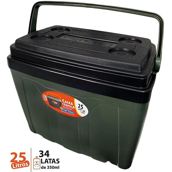 Caixa termica 25l c/ alca popstar vd militar - antares (unidade)