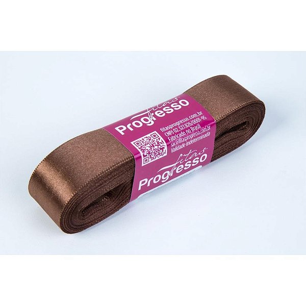 Fita de cetim 22mm 10m. marrom 391 - fitas progresso (unidade)