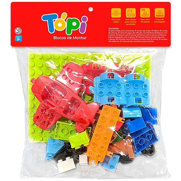 Brinquedo para montar topi c/base 39 pecas - cardoso toys (unidade)