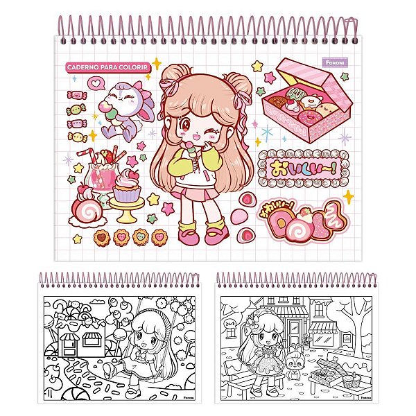 Caderno desenho univ capa dura doll para colorir 24fls. - foroni (pct.c/04)