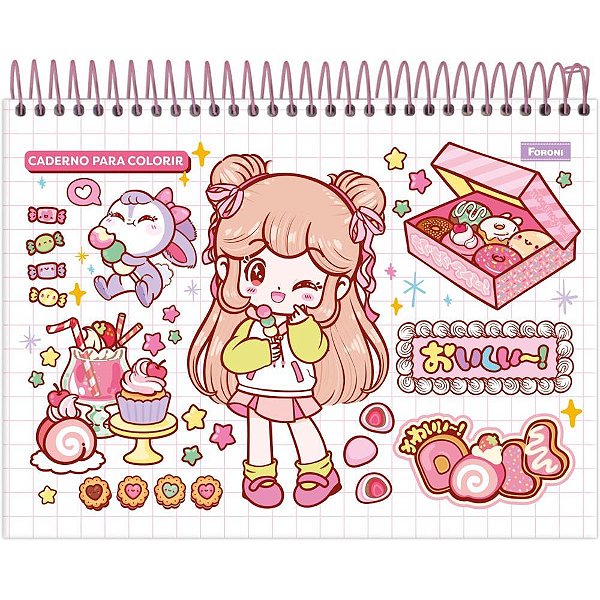 Caderno desenho univ capa dura doll para colorir 24fls - foroni (pct.c/04)