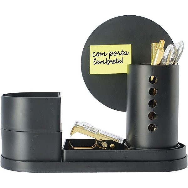 Acessorio para mesa organizador collage preto 5 pe - polibras (kit)