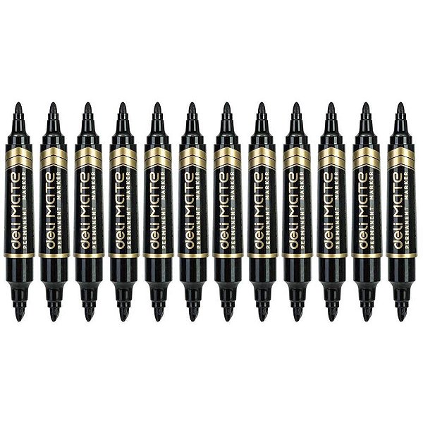 Pincel marcador permanente ponta chanfrada duas pontas pt - deli (cx.c/10)