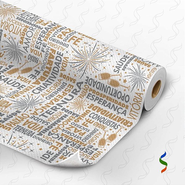 Tnt estampado 1,40m 40g ano novo - supper (rl-25mts)