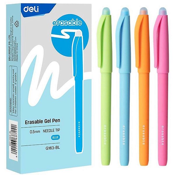 Caneta gel erasable apagavel 0,5mm az - deli (cx.c/12)