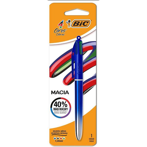 Caneta esferografica 4 cores semi gel azul - bic (blister)