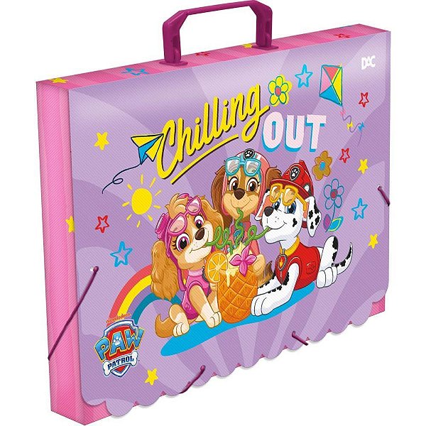 Maleta plastica com alca decor patrulha canina fem. 40mm - dac (unidade)