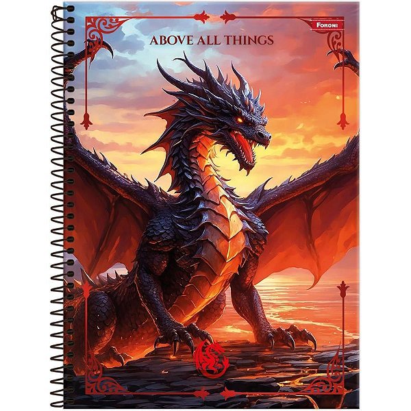 Caderno 10x1 capa dura drakos 160fls - foroni (pct.c/04)