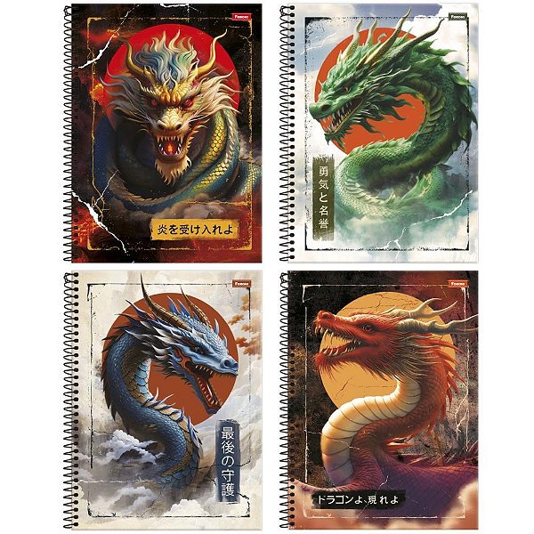 Caderno 10x1 capa dura drakos 160fls. - foroni (pct.c/04)