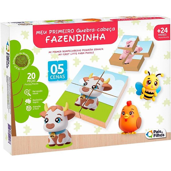 Quebra-cabeca madeira meu primeiro q.cabeca fazendin - pais e filhos (unidade)