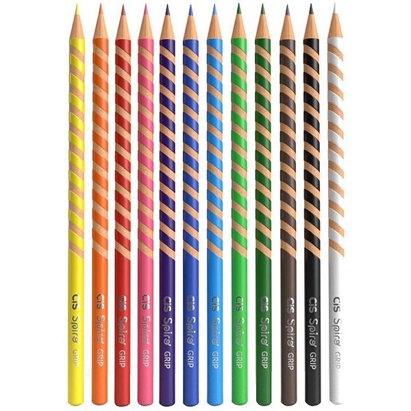 Lapis de cor redondo cis spiro grip 12 cores - sertic (estojo)