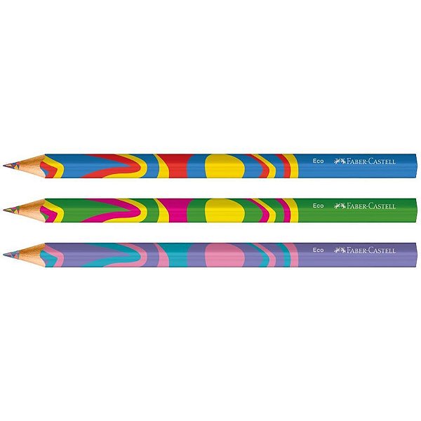 Lapis de cor jumbo fantasy colours cartela c/3 - faber-castell (pct.c/12)