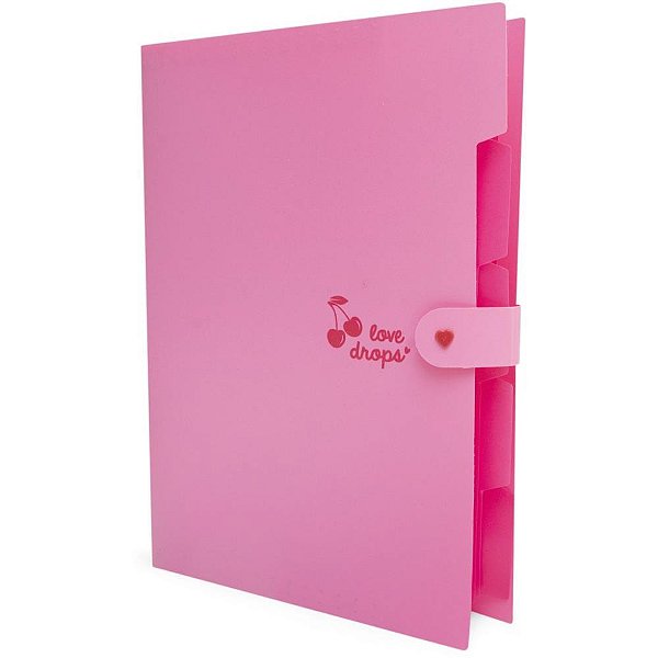 Pasta sanfonada plastica a4 5 divisoes cereja - polibras (unidade)