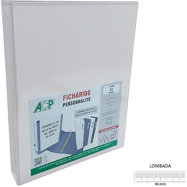 Fichario de pvc personalite of.40mm 4arg.br - acp (unidade)