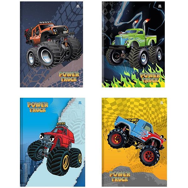 Caderno brochura 1/4 capa dura power truck 80fls. - animativa (pct.c/05)