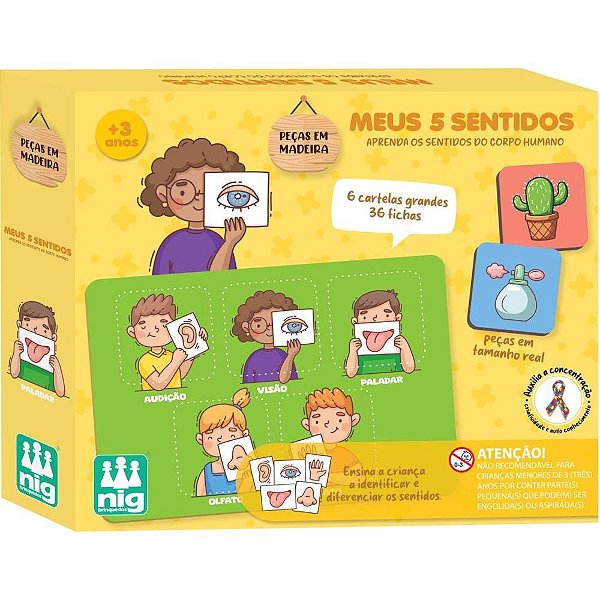 Brinquedo pedagogico madeira meus 5 sentidos - nig brinquedos (unidade)
