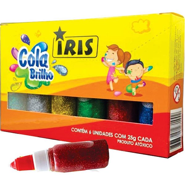 Cola com glitter iris 6 cores - iris (estojo)