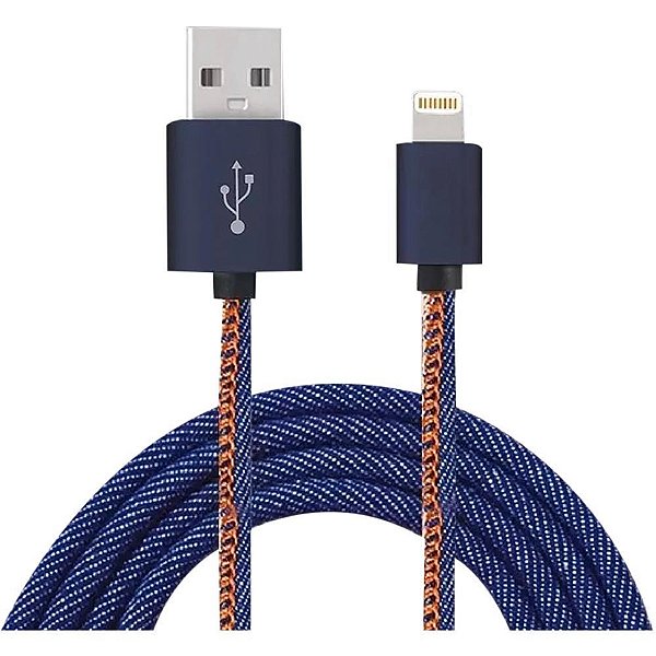 Cabo usb flat light 8p 3.0a 1m jeans - flex (unidade)