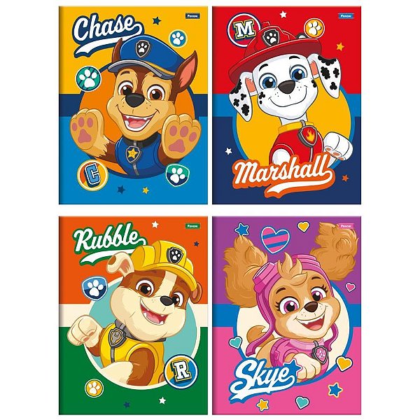 Caderno brochura 1/4 capa dura patrulha canina 48fls. - foroni (pct.c/05)